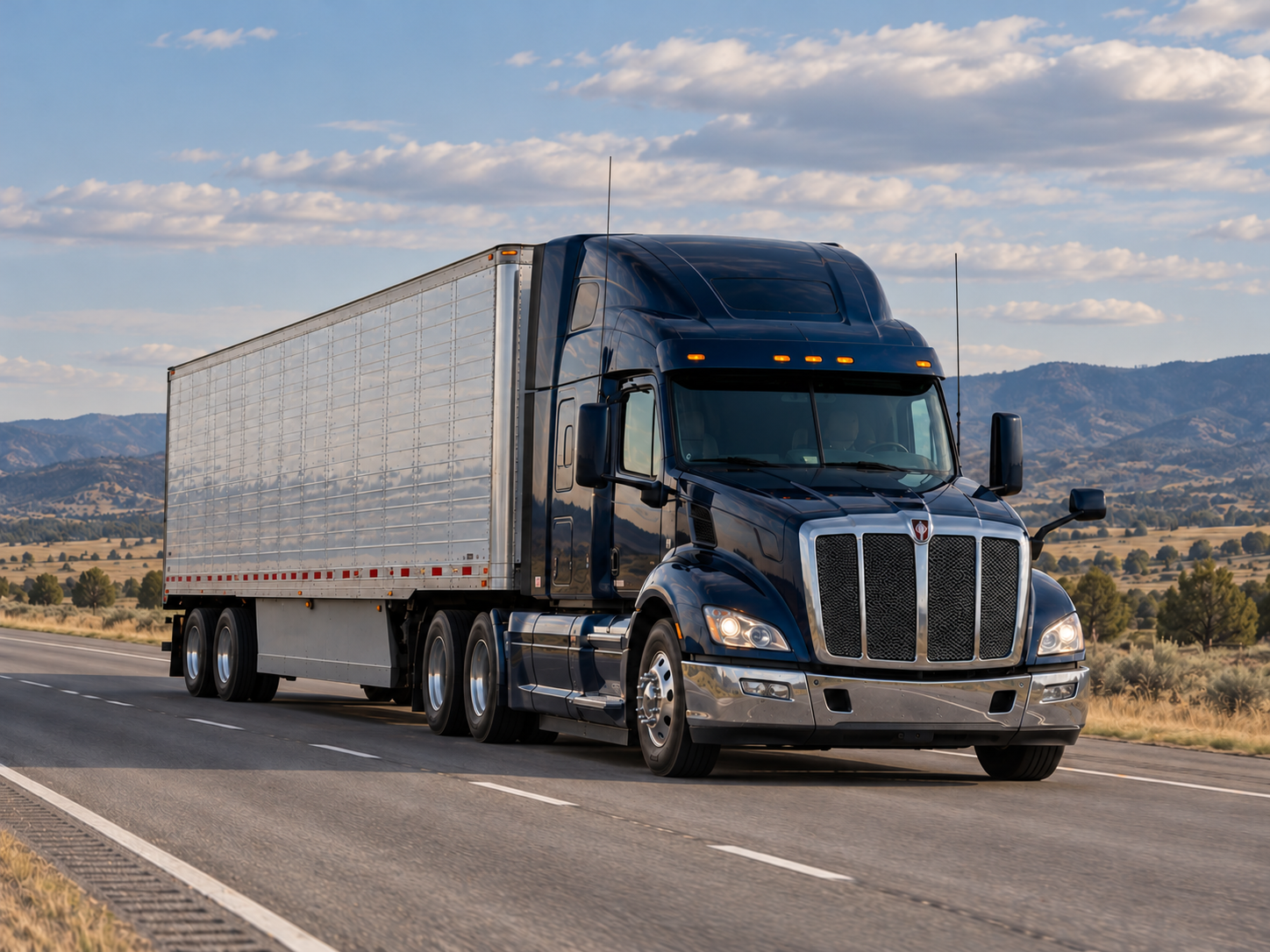 A semi truck on an open highway